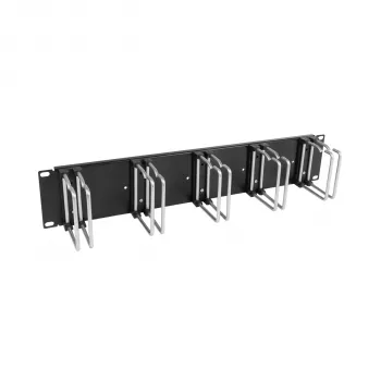 EFB 19 inch 2U kabelmanagementpaneel met 5 x metalen dubbele houders 75 mm RAL9005 (699983TS.1)