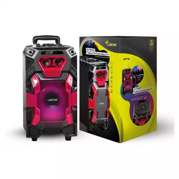 Leicke DJ ROXX TROLLEY PRO Draagbaar PA-luidsprekersysteem met Bluetooth, 100W RMS, 10 inch woofer, LED-verlichting, trolley, microfoon, afstandsbediening