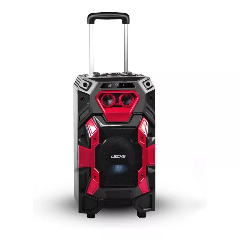 Leicke DJ ROXX TROLLEY PRO draagbaar PA-luidsprekersysteem met Bluetooth, 100W RMS, 10-inch woofer, ledverlichting, trolley, microfoon, afstandsbediening