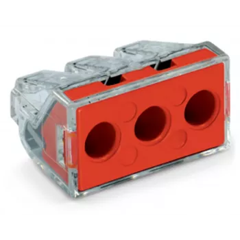 WAGO 773-173 verbindingsdoos, 3-polig, Push-Wire, 41A, 400V, rood/transparant
