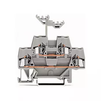 WAGO 280-519 2-aderige Push-in CAGE CLAMP klemmenblok, 2,5 mm², grijs, DIN-railmontage