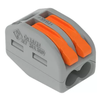 WAGO 222-412 2-aderige verbindingsklem, grijs/transparant, 32A, 400V