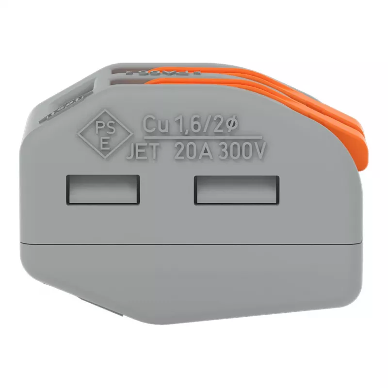 WAGO 222-412 2-aderige verbindingsklem, grijs/transparant, 32A, 400V