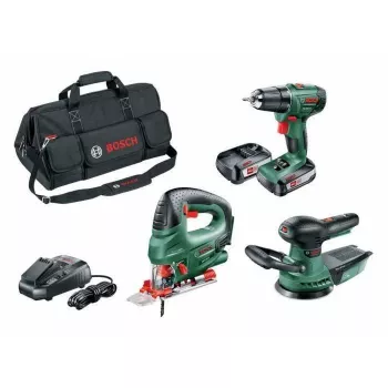 BOSCH PSR 1800 Li-2 + PST 18 Li + AdvancedOrbit 18 accu-gereedschapsset 18 V, 2 accu's (06039A310W)