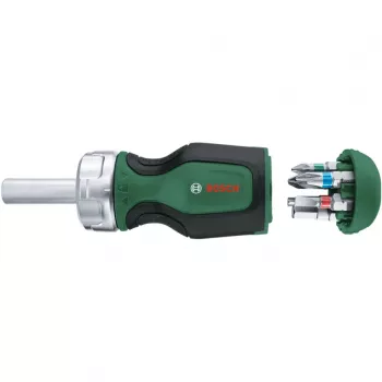 Bosch 1600A032UY ratelschroevendraaier met 12 bits (25 mm) S2-staal, 1/4 inch zeskant, ergonomische greep