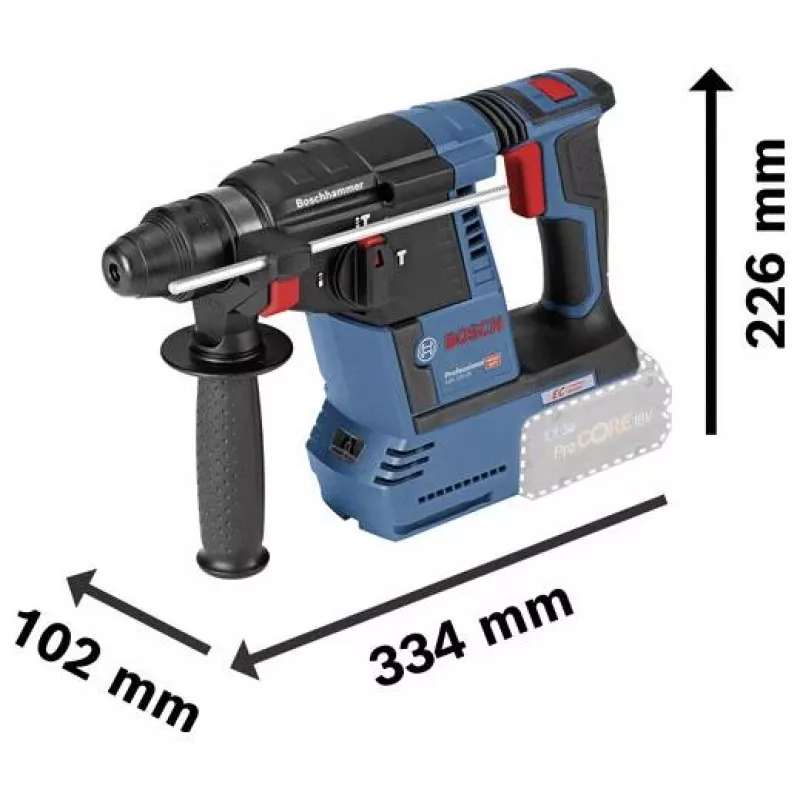 BOSCH POWERTOOLS comboset 18V accu-boorhamerschroefmachine, slagschroevendraaier, boorhamer, haakse slijper (4-delige set)