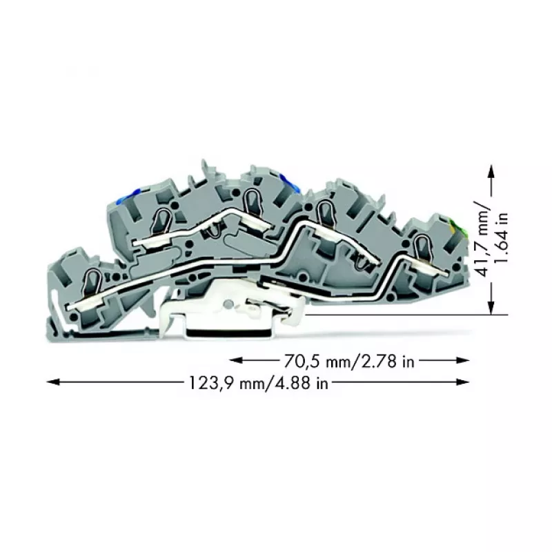 WAGO 2005-7646 doorvoerklem, 3-ader, 400V, 24A, 2,5mm², grijs
