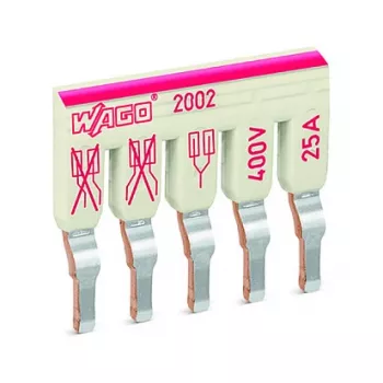 WAGO 2002-475 verspringende doorverbinder, 5-weg, geïsoleerd, 25 A, lichtgrijs