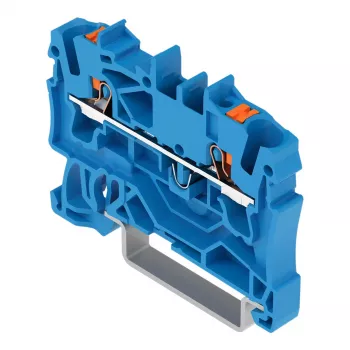 WAGO 2202-1204 2-leiders doorgangsklem met drukknop, 2,5 mm, blauw