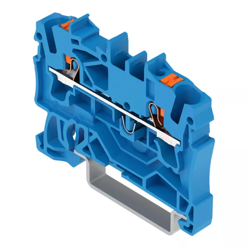 WAGO 2202-1204 2-leiders doorgangsklem met drukknop, 2,5 mm, blauw