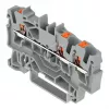 WAGO 2202-1301 - 3-aderige doorvoerklem met drukknop, 2,5 mm², grijs