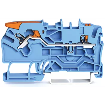 WAGO 2102-5204 2-leiders doorgangsklem met hendel en drukknop, 2,5 mm, blauw
