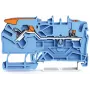 WAGO 2102-5204 2-leiders doorgangsklem met hendel en drukknop, 2,5 mm, blauw