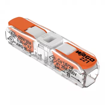 WAGO 221-2401 inline-splitsverbinder, 2-geleider, 0,2-4 mm², 600 stuks, transparant/oranje
