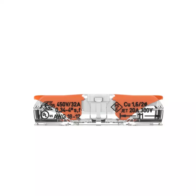 WAGO 221-2401 inline-splitsverbinder, 2-geleider, 0,2-4 mm², 600 stuks, transparant/oranje