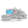 WAGO 2203-7541 meerlaags installatieklemmenblok met bedieningsopening, 3 potentialen, PUSH WIRE, grijs