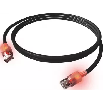 EasyLan DualBoot LED patchkabel RJ45 S/FTP Cat.6A (Class EA) met SaCon stekker LSOH zwart 7,5 M