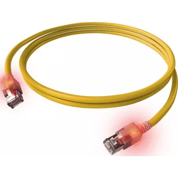 EasyLan DualBoot LED-patchkabel RJ45 S/FTP Cat.6A (Class EA) met saCon-connector, LSOH, geel, 7,5 m