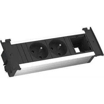 Bachmann Kapsa S - 2 m - indoor - Type E - zwart - zilver - 2 AC-stopcontacten - 204 mm