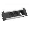 Bachmann Kapsa S - 2 m - indoor - Type E - zwart - zilver - 2 AC-stopcontacten - 204 mm