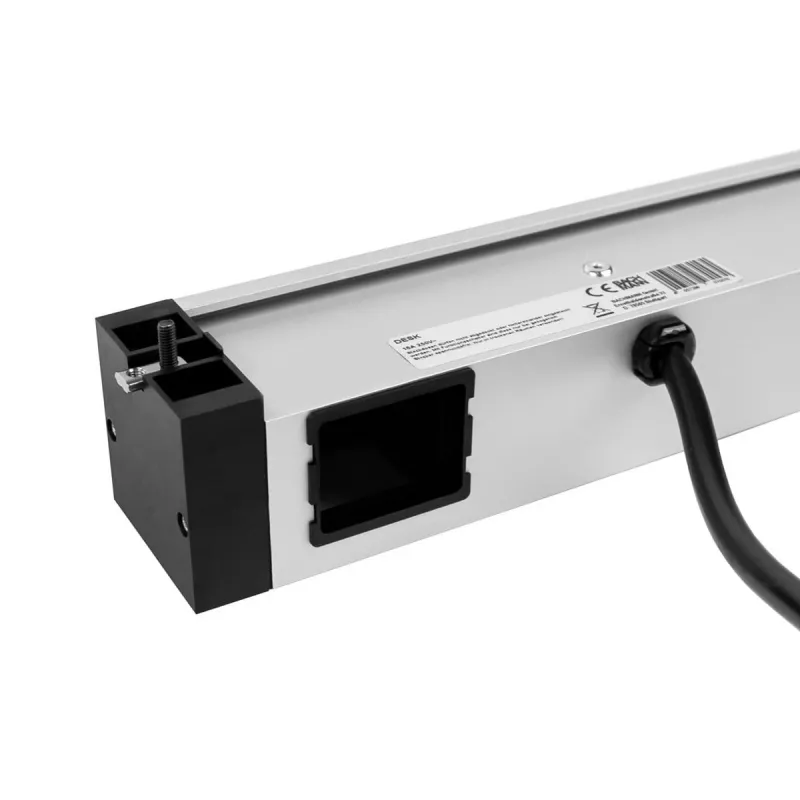 Bachmann DESK Rail stekkerdoos met 2 Schuko-stopcontacten en 2 USB-laadaansluitingen, 2m kabel, zilver/zwart