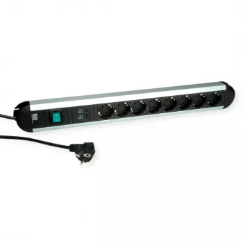 Bachmann PRIMO contactdoos 1,75m zwart/zilver 8 Schuko-stopcontacten type F binnen