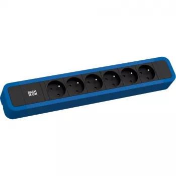 Bachmann PRIMO 2 contactdoos 6x type E stopcontact 2,0m CEE 7/7 stekker gentiaanblauw