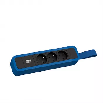 Bachmann PRIMO 2 3xUTE contactdoos met ophangoog 2,0m CEE 7/7 gentiaanblauw (RAL 5010)