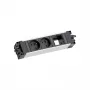 Bachmann 906.0238 STEP ALU Desk stroom- en datamodule, 2x type E-stopcontacten, 2x Keystone-sleuven, 3m kabel, zilver/zwart