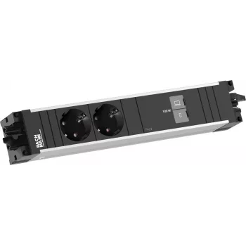 Bachmann STEP ALU tafel-stroomvoorziening 2x Schuko 1x USB-C 100W aluminium