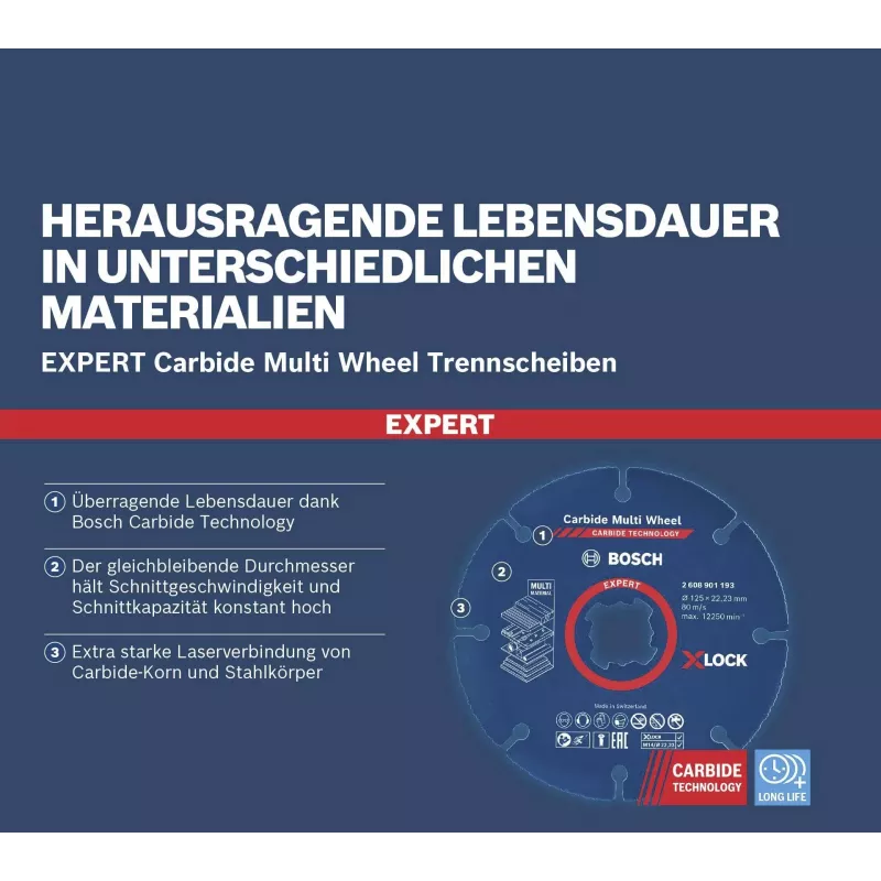 Bosch 10 doorslijpschijven EXPERT Carbide Multi Wheel 125 mm (2608901195)