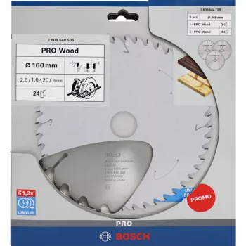 BOSCH POWERTOOLS PRO hout-cirkelzaagblad 160 mm (3-pack voordeelverpakking)