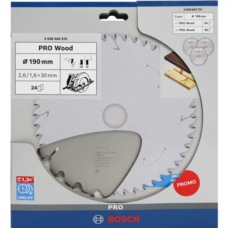 BOSCH Power Tools PRO hout-cirkelzaagblad 190 mm (3-pack voordeelverpakking)