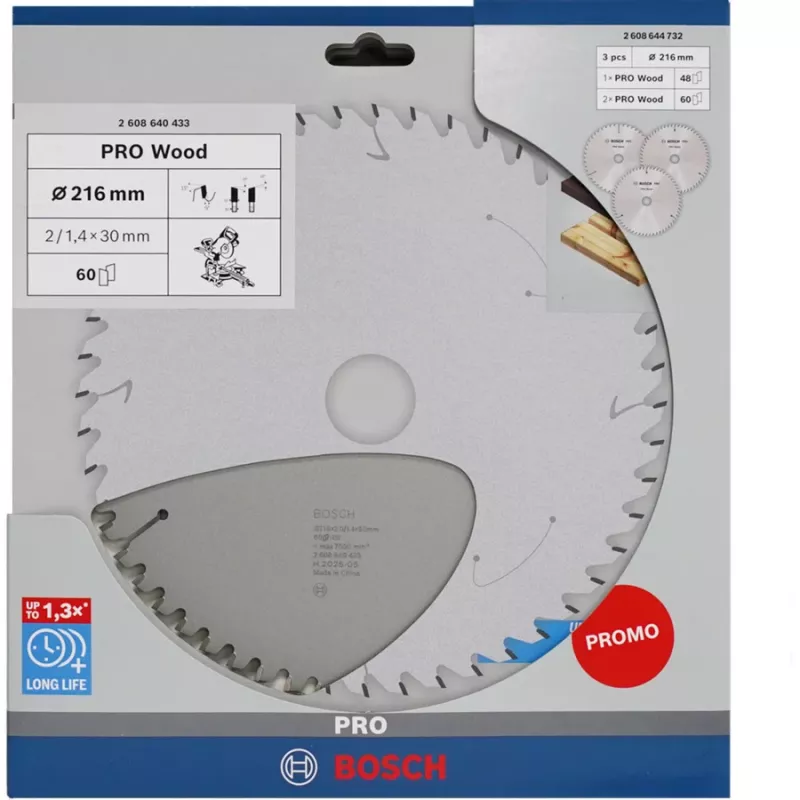 BOSCH POWERTOOLS PRO Wood cirkelzaagblad 216 mm (3-pack promotieverpakking)