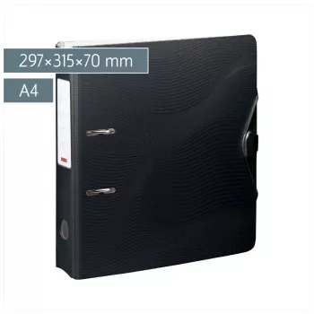 BRUNNEN WAVE hefboomsordner Onyx Black kunststof 7,0 cm DIN A4