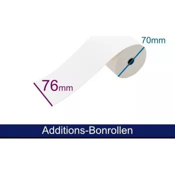 ARTDEV 2-laags koolstofvrij papierrol 76mm x 25m wit/geel voor naaldprinter