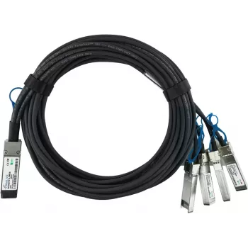 BlueOptics MikroTik XQ+BC0002-XS+ compatibele BlueLAN QSFP28 Breakout Direct Attach Cable (DAC) - passief 100 Gigabit naar 4x25 Gigabit twinaxiale koper, QSFP28 naar 4xSFP28, 0,5 m
