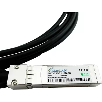 BlueLAN MCP2100-X003A-BL compatibele Mellanox 10GBASE-CR passieve SFP+ naar SFP+ direct attach kabel, 3m, AWG30