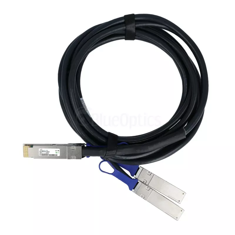 BlueLAN NVIDIA compatibele 400GBASE-CR8 QSFP-DD naar 2x QSFP56 direct attach copper breakout-kabel, 1m