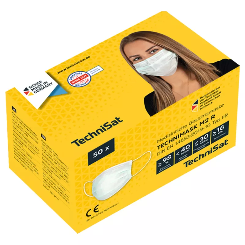 TECHNIMASK M2 R medisch gezichtsmasker type IIR, 50-pack, blauw