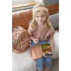 Lassig broodtrommel kinderen RVS Happy Prints karamel, 1 l, met scheidingswand, PP-deksel met siliconenring