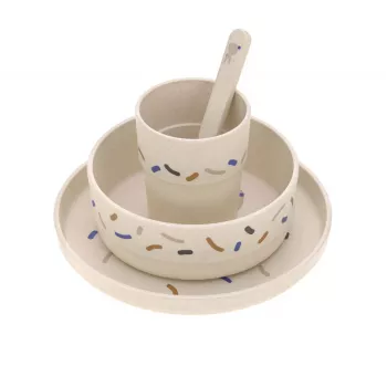 Lassig Little Mateys 5-delige tafelset Royal Blue - bord, schaal, beker, lepel, vork