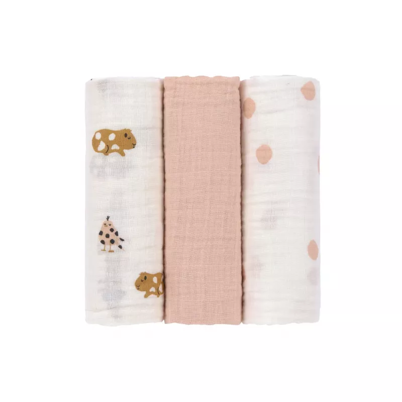 Lassig hydrofiele doek set van 3 85x85cm Little Mateys Spicy Orange