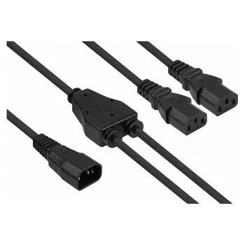Kabelmeister Y-splitter stroomkabel C14 naar 2x C13, 0,5m, zwart