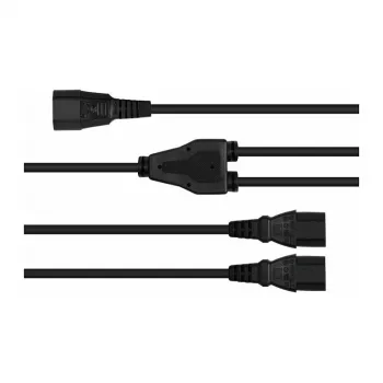 Kabelmeister Y-stroomverdeelkabel C14 naar 2x C13, 0,2 m, zwart