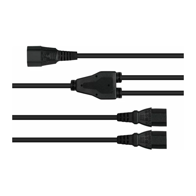 Kabelmeister Y-stroomverdeelkabel C14 naar 2x C13, 0,2 m, zwart