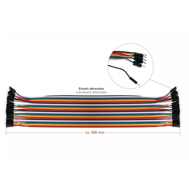 kabelmeister® jumper wire 40-pin scheidbare draden voor Arduino, Raspberry Pi enz., male naar male