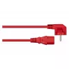Kabelmeister netkabel Schuko-stekker type E+F (90° haaks) naar IEC C13, rood, 0,75 m