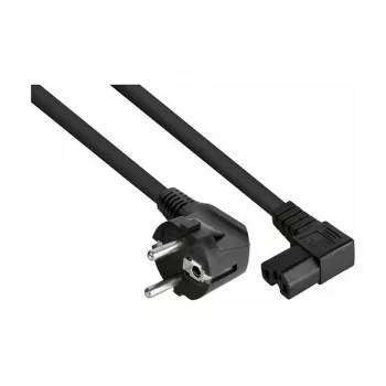 Kabelmeister stroomkabel Schuko type E+F 90° haaks naar IEC C15 haaks, 2m, zwart