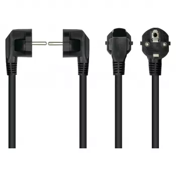 Kabelmeister stroomkabel Schuko-stekker type E+F (90° haaks) naar IEC C15-koppeling (recht), 1,8 m, zwart